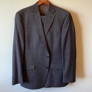 Mens Suit, Lauren Ralph Lauren, 46L, brown window pane design, like new!
